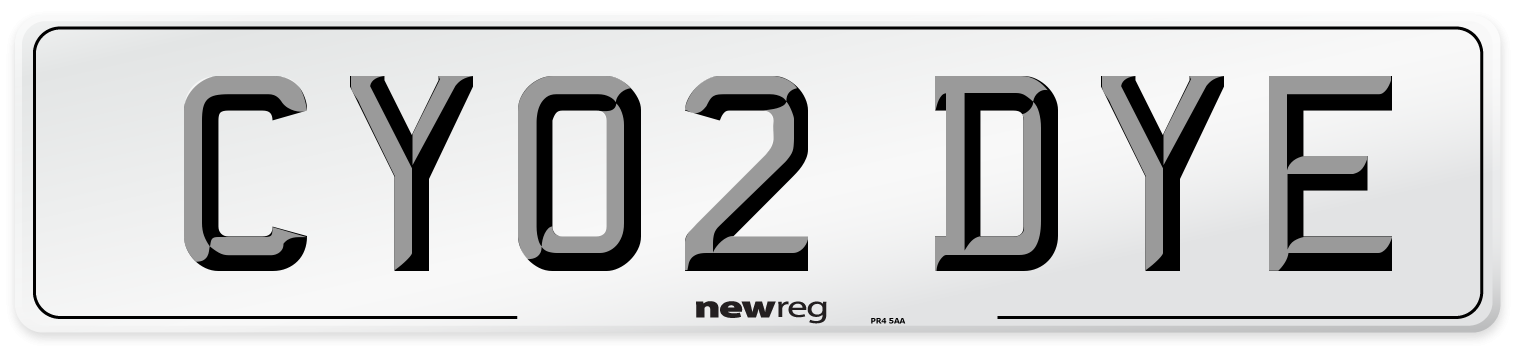 CY02 DYE Number Plate from New Reg